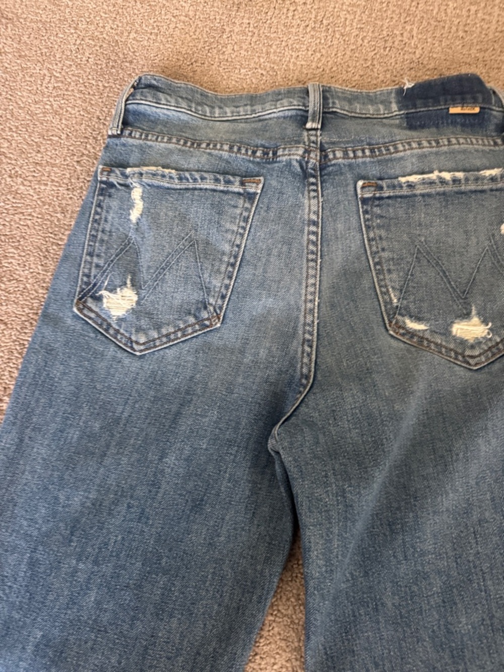 MOTHER Distressed Wide-Leg Jeans - Blue - Picture 3 of 6